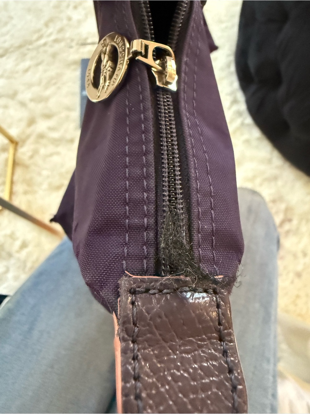 Purple piliage longchamp limited edition Tote Bag with Pink Accents - Picture 2 of 10